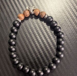 Black and Brown Beaded Elephant Stretch Bracelet